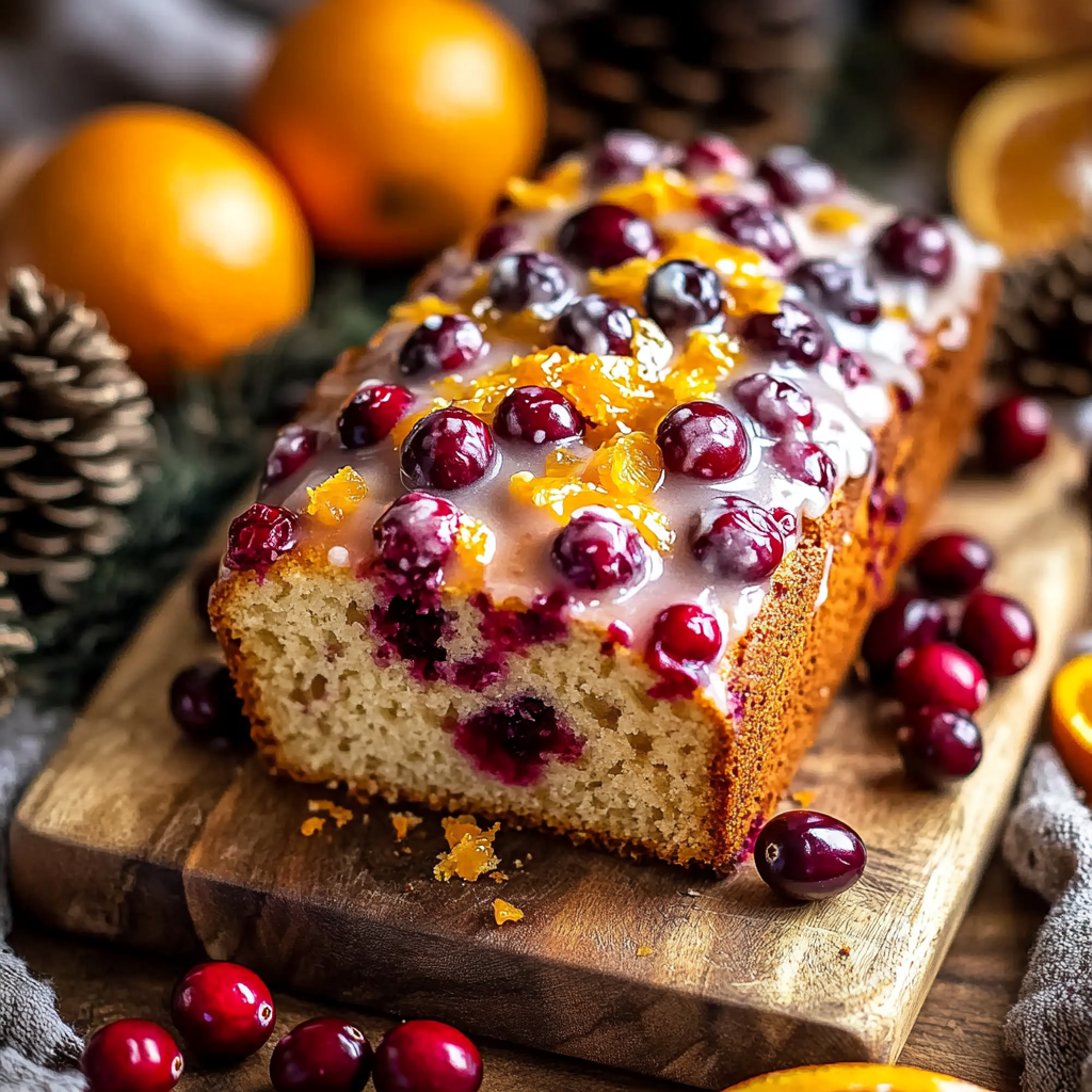 Cranberry Orange Bread with Glaze